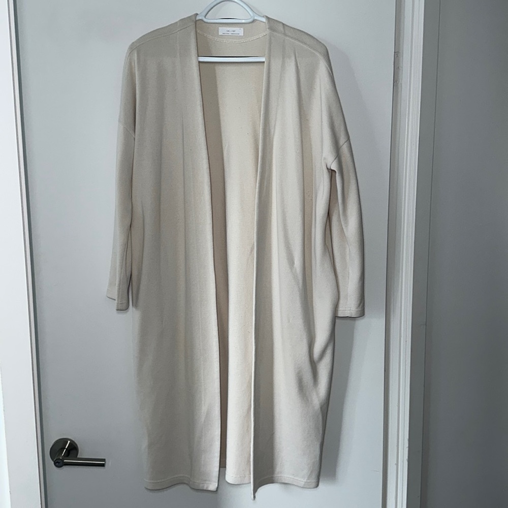 Oak + Fort Long Open Front Cardigan